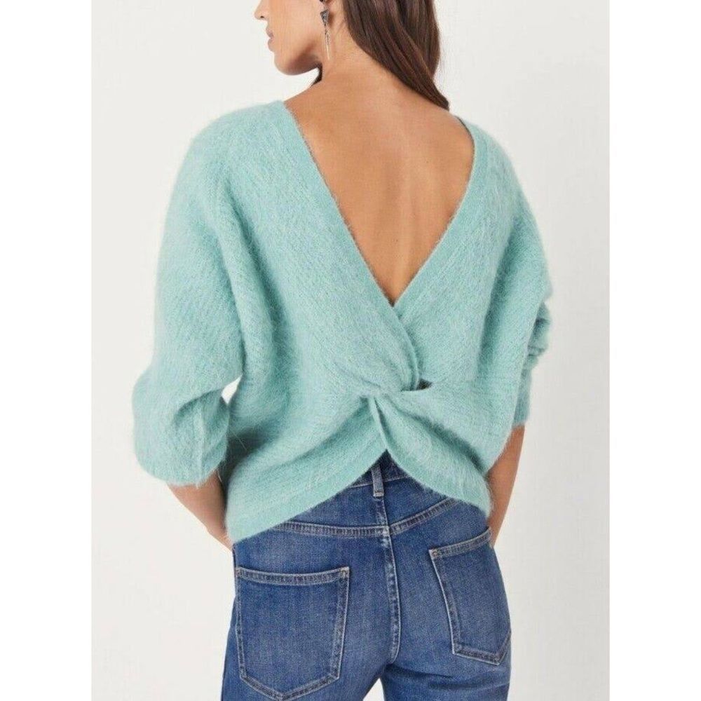 ba&sh Fill Twist-Back Alpaca Jumper Sweater Water Green Size 1 Small - Picture 8 of 8